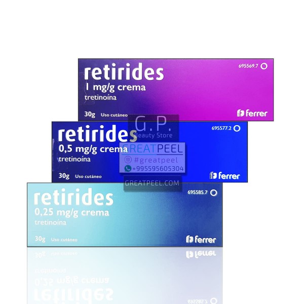 RETIRIDES TRETINOIN CREAM ANTI-ACNE 0.025% (0.25 mg/g) / 0.05% (0.5 mg/g) / 0.1% (1 mg/g) | 30g/1.06oz